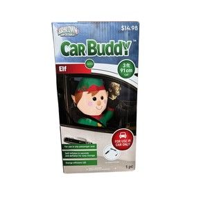 Gemmy Airblown Inflatable Elf Car Buddy 3 Ft Energy Efficient LED Christmas New